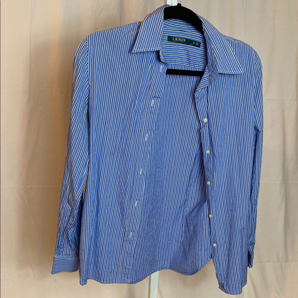 Ralph Lauren Blue and White Striped Dress Shirt